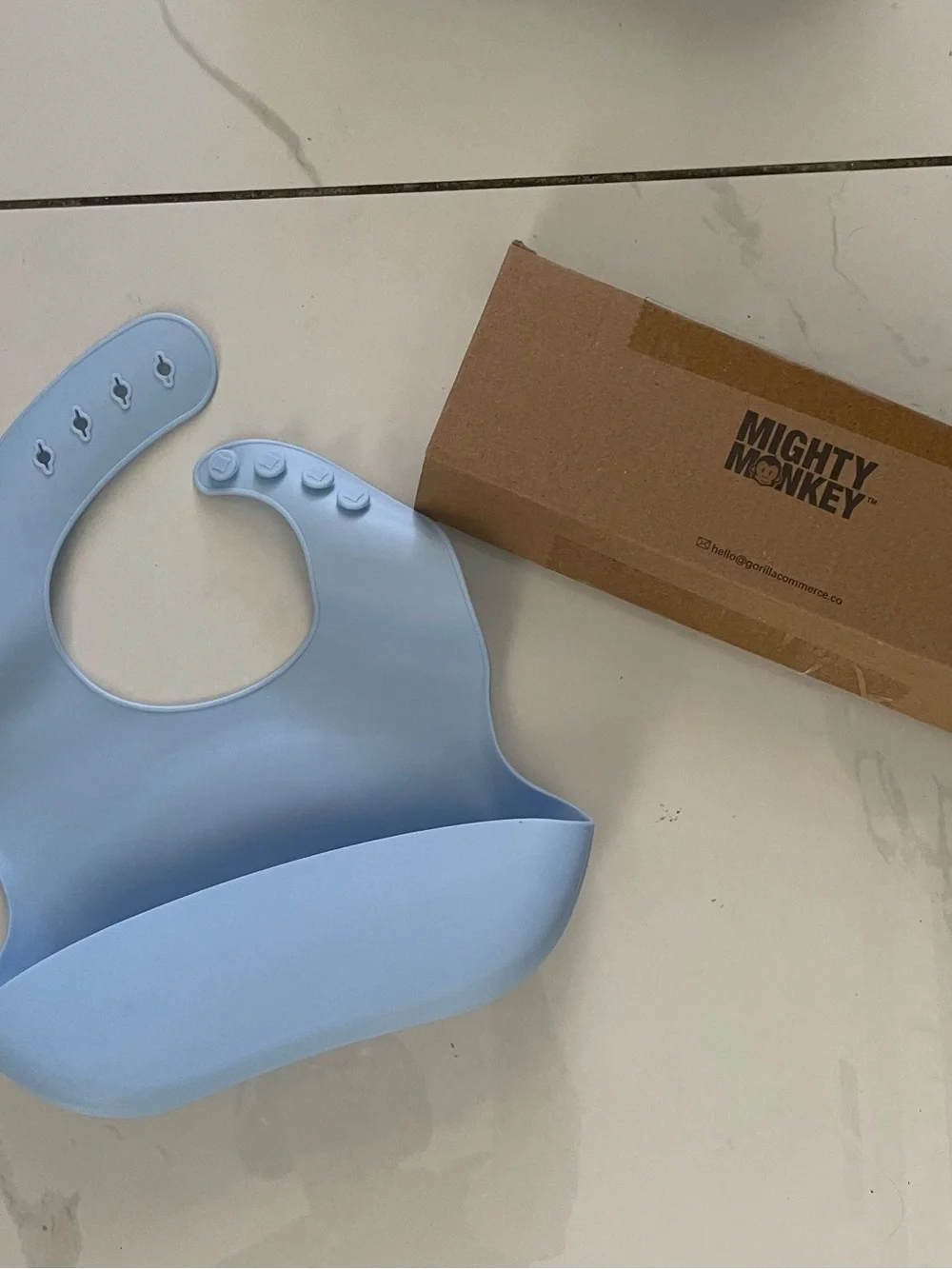 Light Blue Silicone Bib with Catch-All Pocket